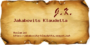 Jakabovits Klaudetta névjegykártya